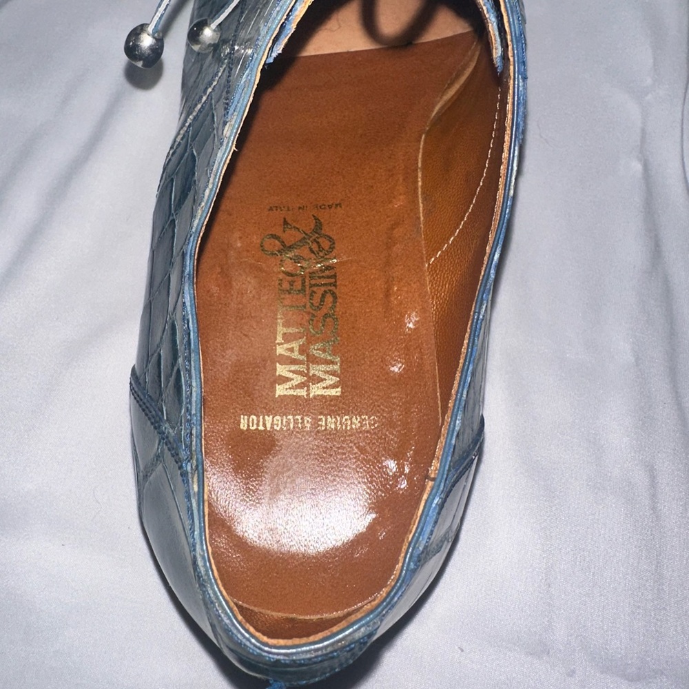 Vintage Matteo & Massim Men's Blue Genuine Crocodile Shoes size 10 with belt 40 - Picture 9 of 15